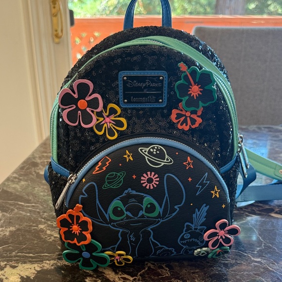 Disney Stitch Kids Backpack - Black and Green - Picture 1 of 5